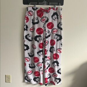 Vintage  Betty Boop/Coca Cola Comfy Fleece Women's Pajama Pants - Red and White
